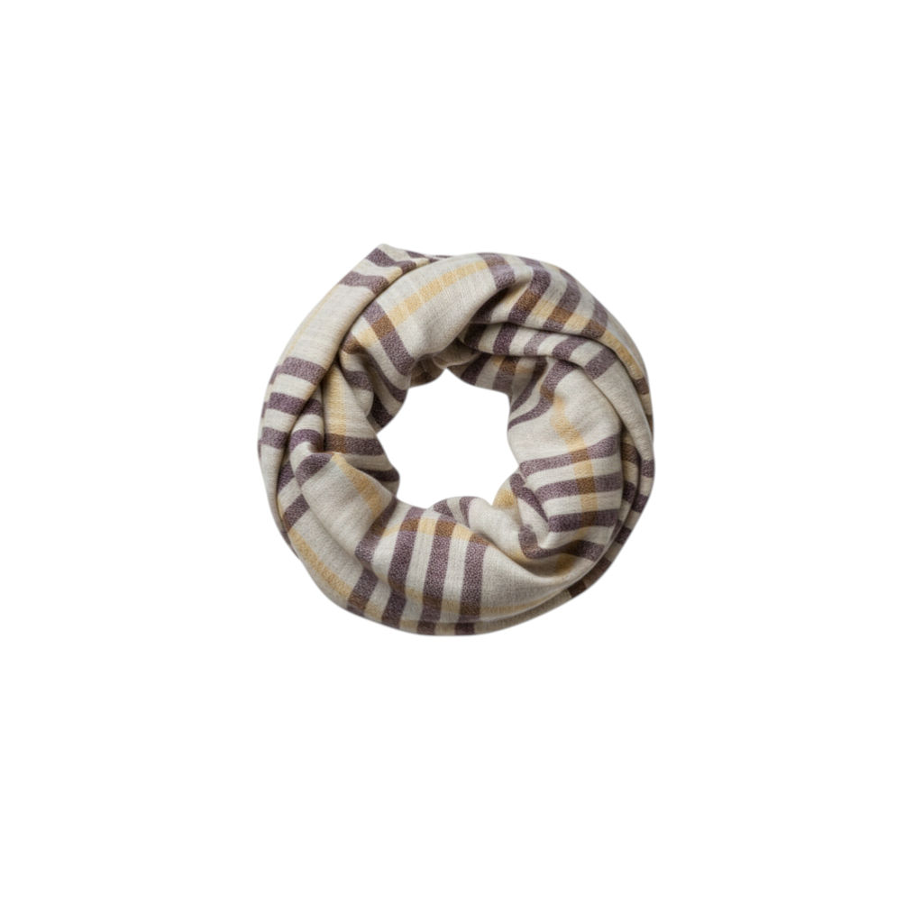 Beige Small Check Wool Scarf